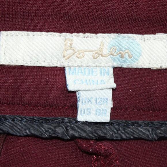 Boden Burgundy Cropped Length Wide Leg Pants Size US 8R UK 12R - Picture 7 of 7